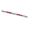 Vintage Art Deco diamond and ruby bar brooch needle
